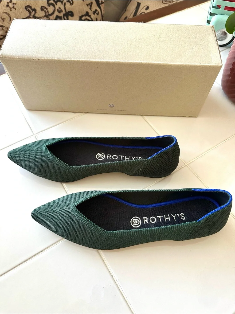 Rothy’s The Point Emerald Green Flats Size 9.5 Retired